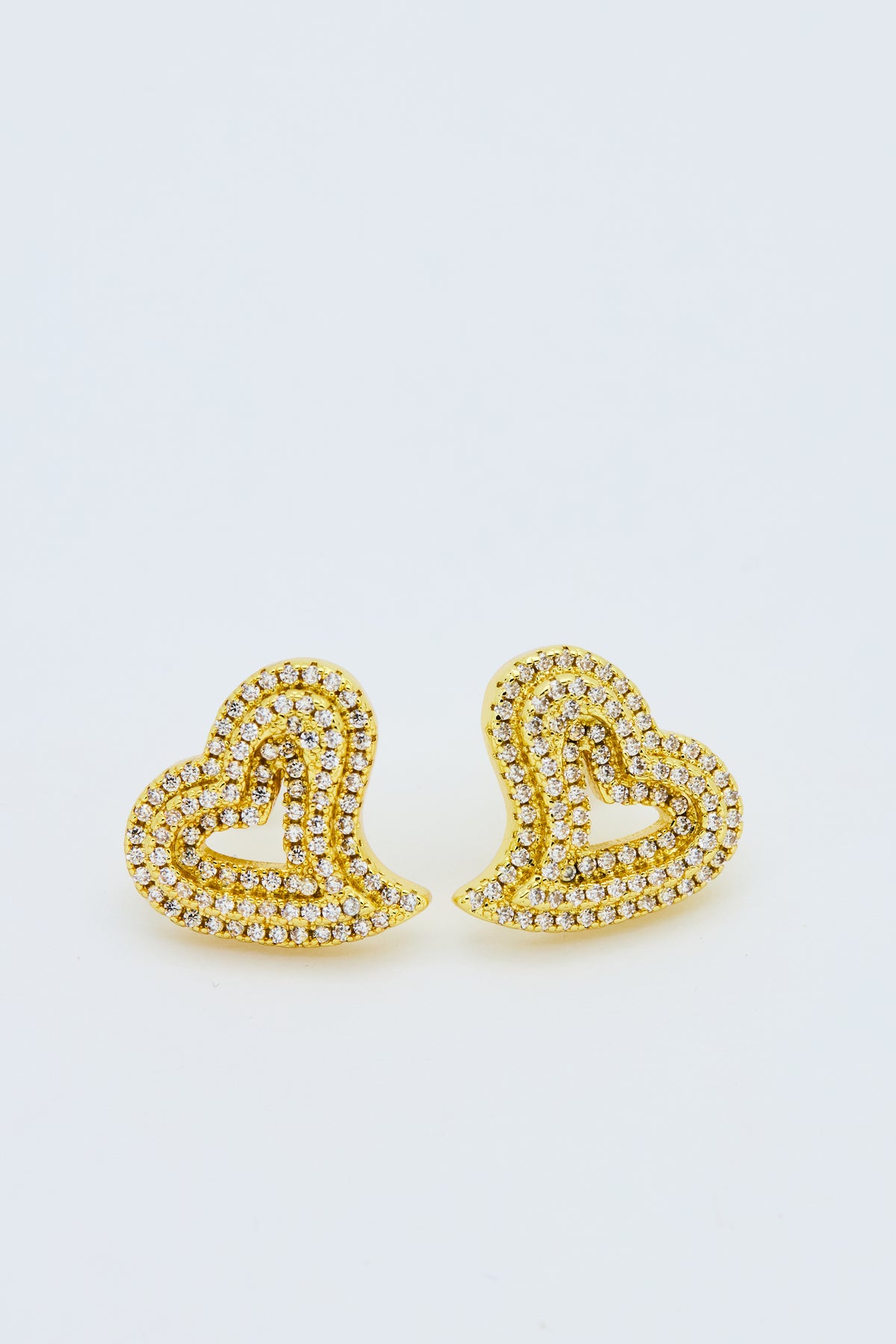 ICED HEART STUD EARRINGS