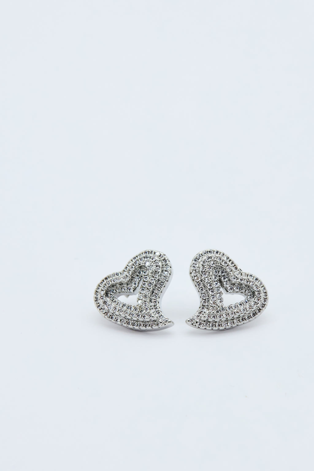 ICED HEART STUD EARRINGS