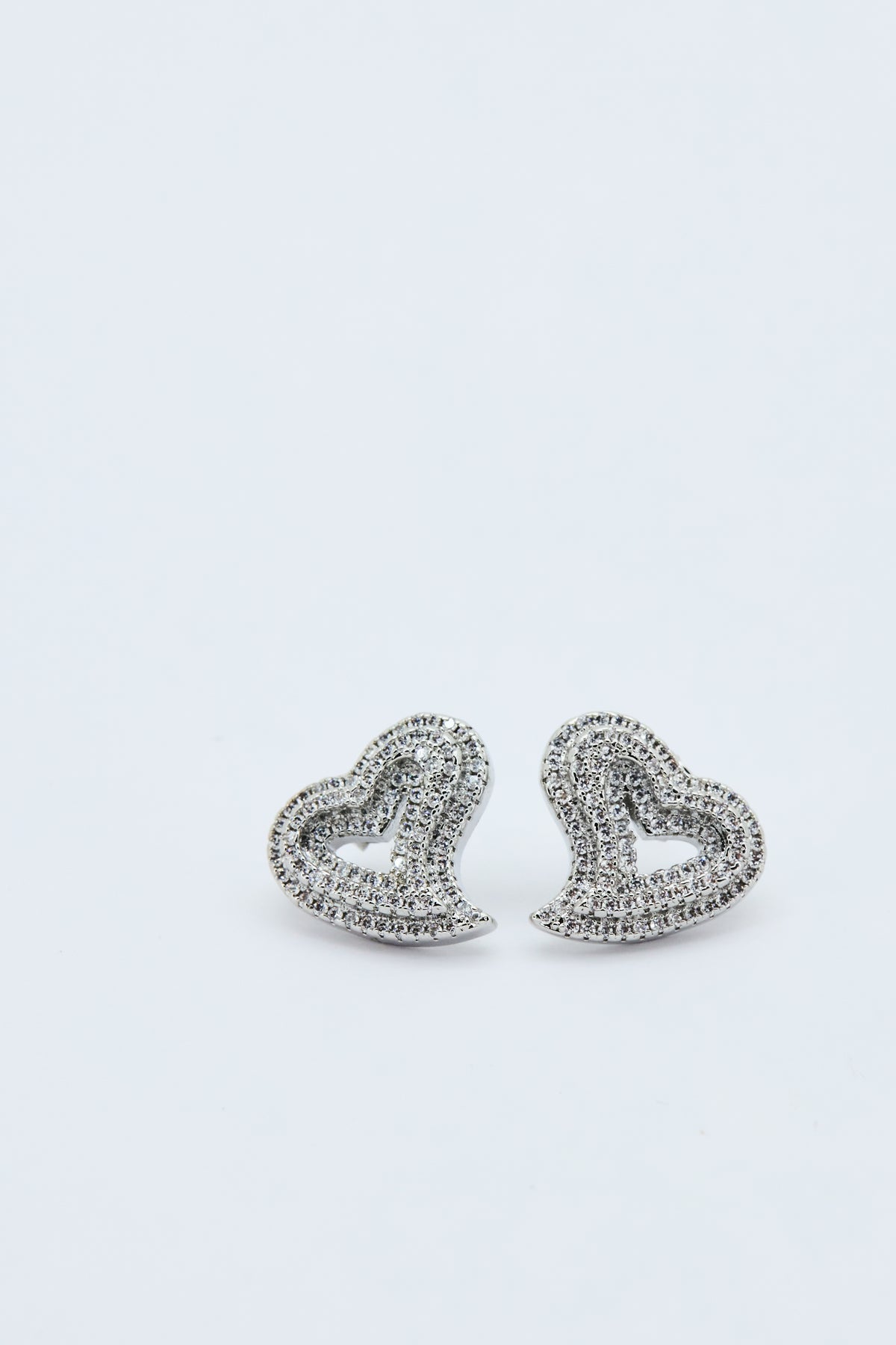 ICED HEART STUD EARRINGS